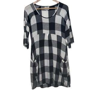 Masai Clothing Company Linen Blend Buffalo Check Lagen Look Dress Made in India